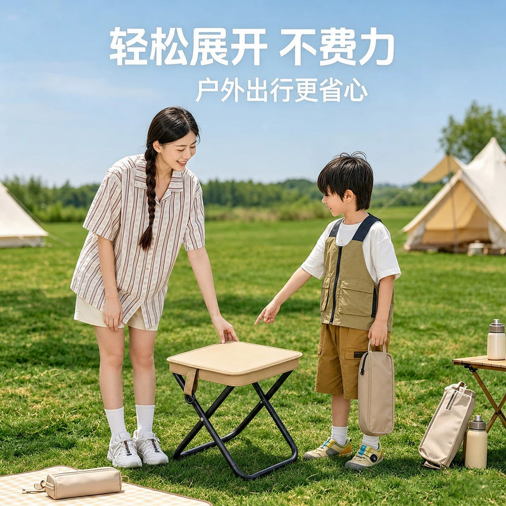 Outdoor Handbag Folding Stool Portable Pencil Case Small Maza Camping Subway Train Fishing Artifact Bench Backrest Long Sitting