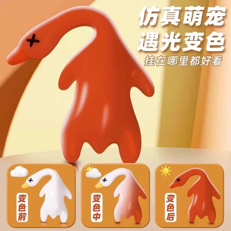 Color-Changing Roast Duck Pendant Genuine UV Duck Color-Changing Toy Little Duck Internet Celebrity Decompression Keychain Roast Goose