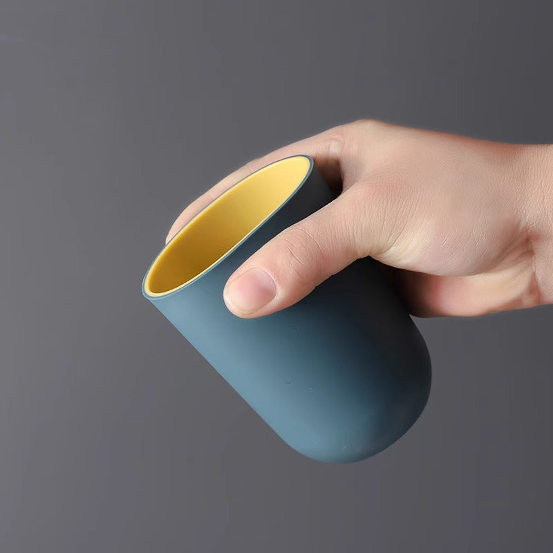 Contemporary Minimalist Two-Tone Mouthwash Cup – Creative Household Water Cup and Toothbrush Cup, Thickened Plain Rinse Cup