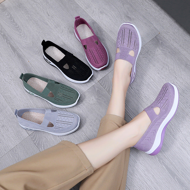 Women's Autumn Breathable Soft Bottom Shoes for Middle-Aged and Elderly Mothers Cross-Border Casual Women's Shoes All-Match Slip-on Women's Cloth Shoes