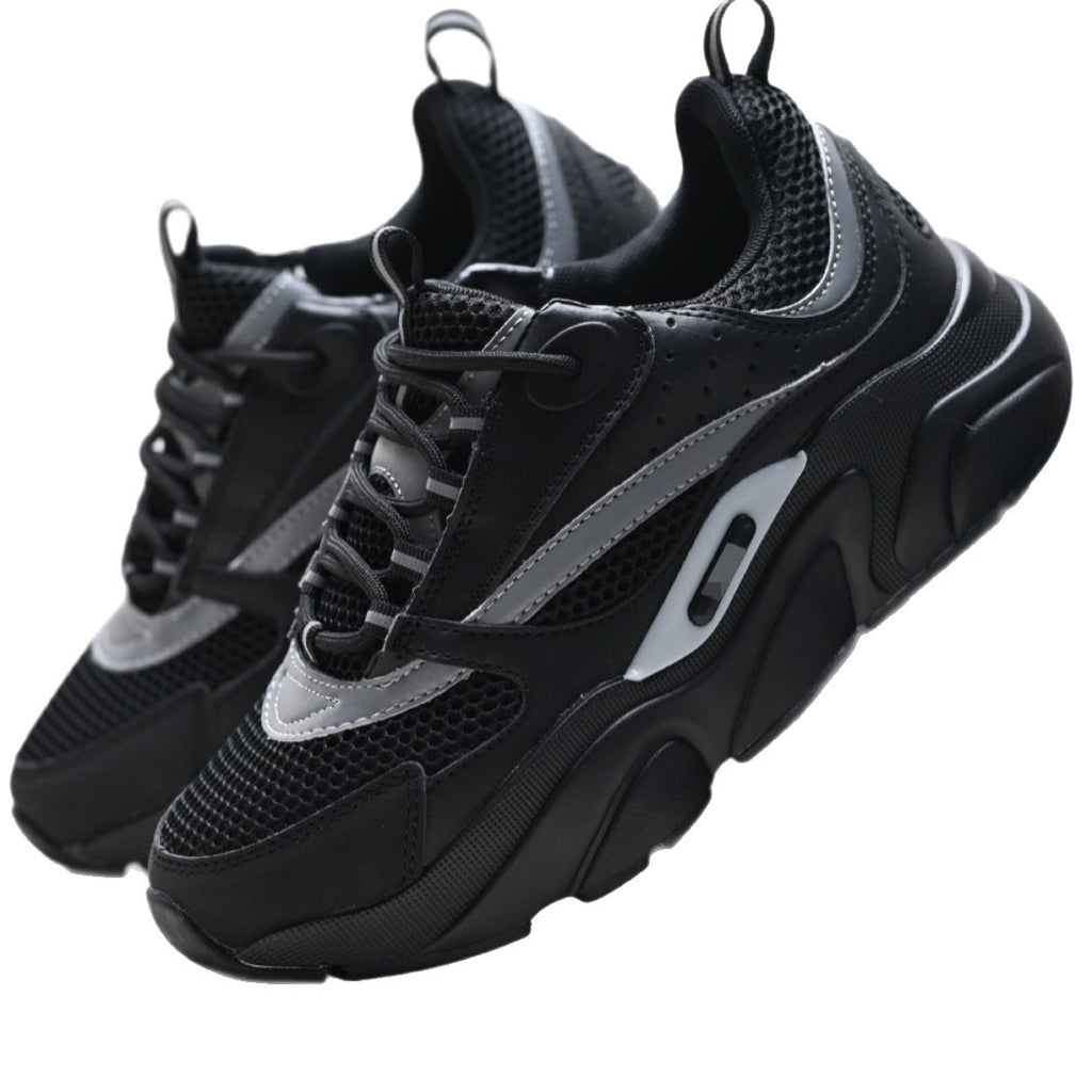 European Station Men's Shoes B22 Daddy Shoes Autumn Cowhide Knitted Fashion Trendy All-Matching Sneakers Casual Shoes