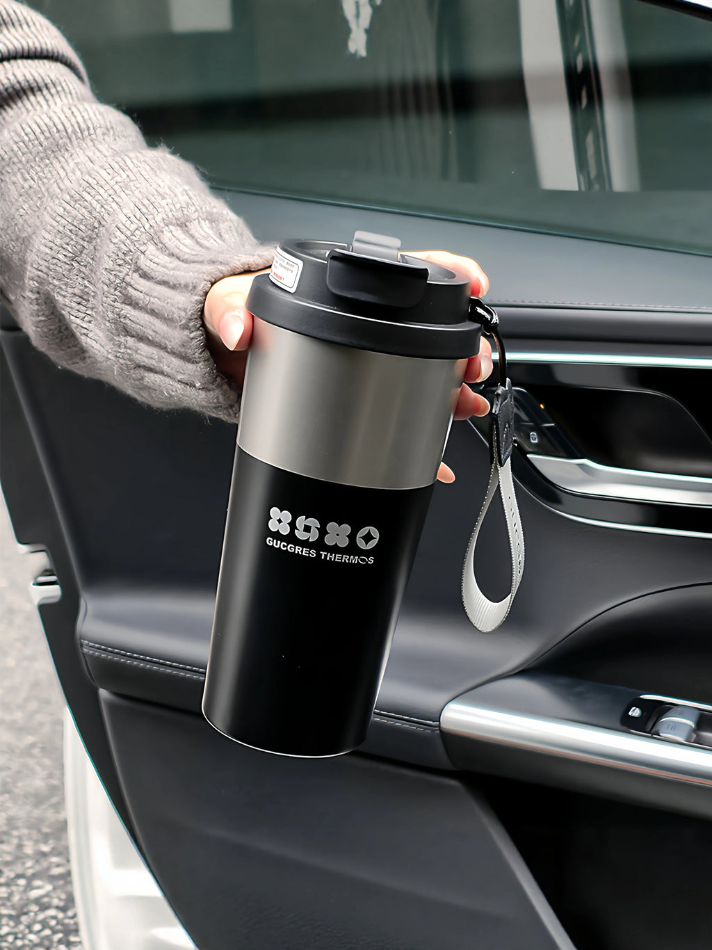 High-Grade Vacuum Cup Men's 2026 New Car Water Cup Portable Stainless Steel Straw Cup with Coffee Cup