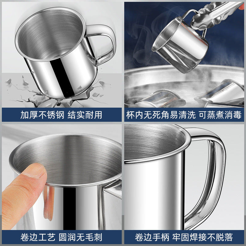 Kindergarten 304 Stainless Steel Cup Water Cup Tea Cup Tea Jar Children with Handle Small Water Cup Drinking Cup Jar