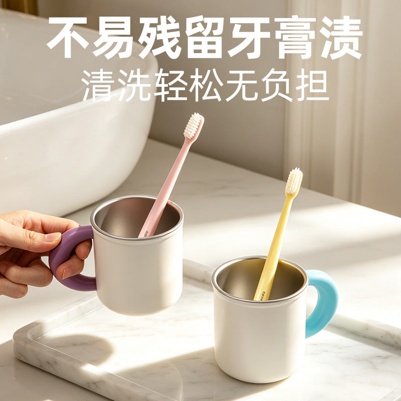 316 Stainless Steel Mouth Rinsing Cup for Children, Anti-Mildew and Antibacterial Dopamine Contrast-Color Toothbrush Cup for Home, Students, and Dormitories