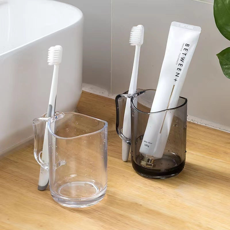 Household Simple Transparent Mouthwash Cup - Toothbrush Couple Cup & Storage Box for Brushing and Rinsing