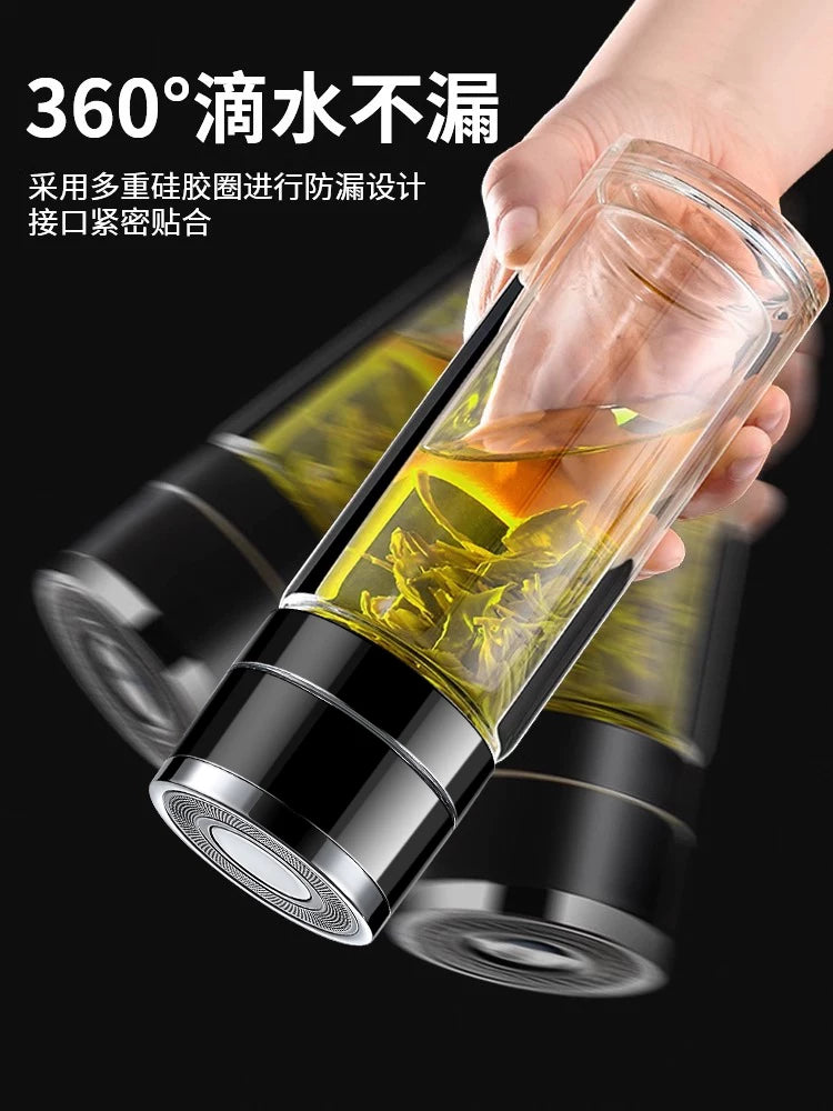 Baoxuan One-Click Open Lid Water Cup Car Double-Layer Glass Men's Tea Insulation Quick-Open Tea Separation Cup Tea Cup