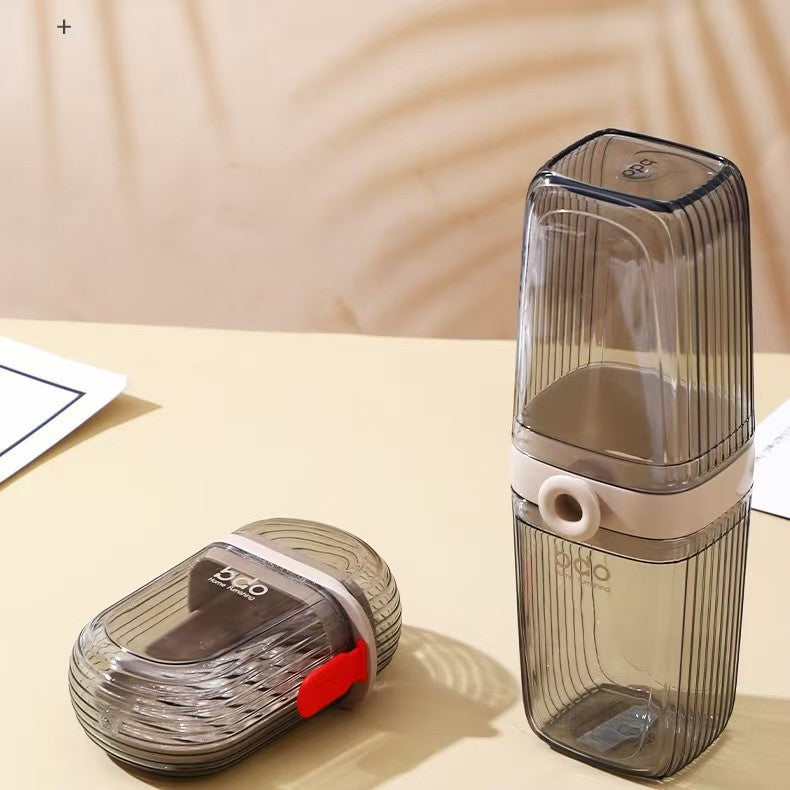 Stylish Soap Box Set, Portable Travel Soap Case with Mouthwash Cup, Wash Cup, Toothbrush Holder and Mouthwash Cup