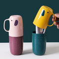 Household Portable Dustproof Toothbrush Storage Box with Brushing and Mouthwash Cup, Simple Toothbrush Cup Set