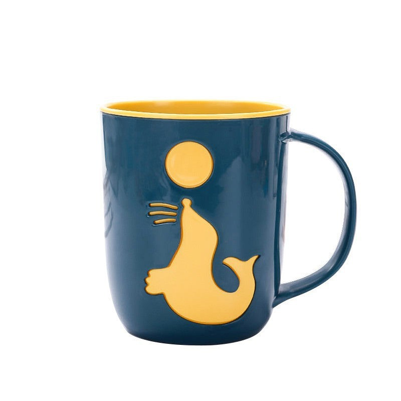 Two-Layer Color-Contrast Rinse Cup Couple Mouthwash Cup Household Brushing Cup Creative Sea Lion Toothbrush Cup Dolphin Toothbrush Cup