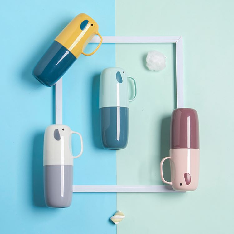 Household Portable Dustproof Toothbrush Storage Box with Brushing and Mouthwash Cup, Simple Toothbrush Cup Set