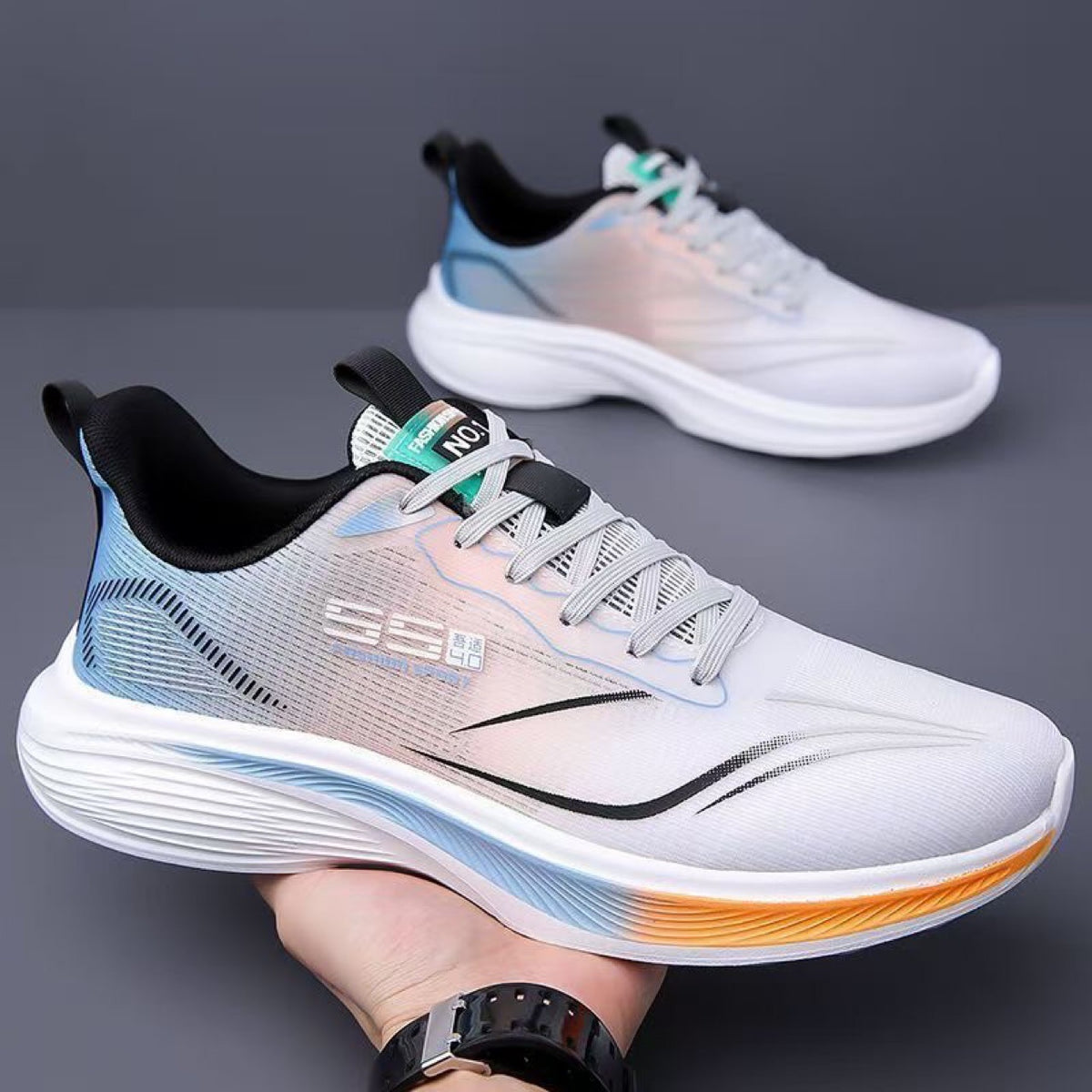 Sports Shoes Men's New Mesh Breathable Shock-Absorbing Running Shoes Comfortable Lightweight Soft Bottom Trendy Large Size Men's Shoes