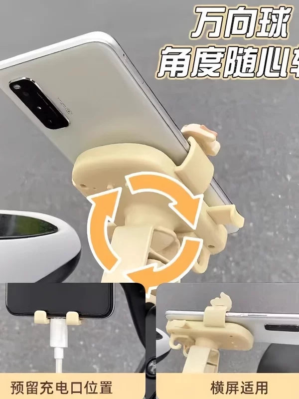 Electric Car Mobile Phone Bracket Motorcycle Navigation Bracket Anti-Shake Cute Bicycle Artifact Shockproof Mobile Phone