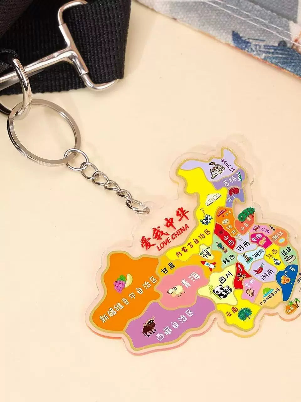 Elementary School Student Schoolbag Chinese Map Pendant Gift Keychain Ornaments Acrylic Creative Small Gift