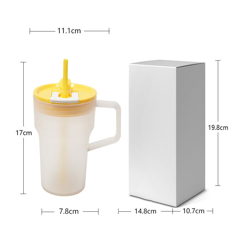 Creative High-Appeal Double Drinking Straw Car Cup, Simple 22Oz Single-Layer Plastic Water Cup for Girls' Office Daily Use