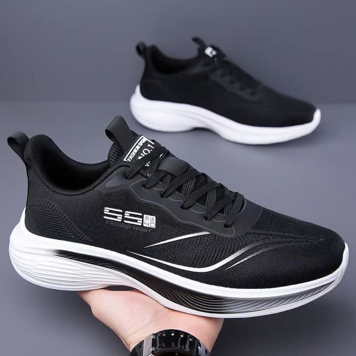 Sports Shoes Men's New Mesh Breathable Shock-Absorbing Running Shoes Comfortable Lightweight Soft Bottom Trendy Large Size Men's Shoes