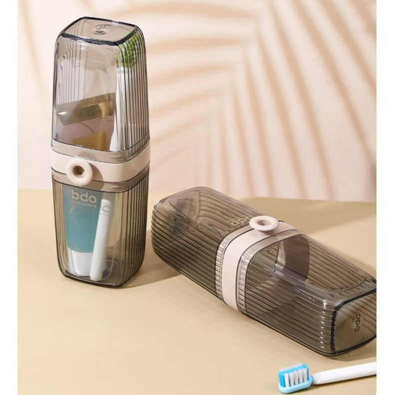 Stylish Soap Box Set, Portable Travel Soap Case with Mouthwash Cup, Wash Cup, Toothbrush Holder and Mouthwash Cup