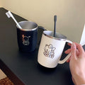 Japanese-Style 304 Stainless Steel Mildew-Proof Wash and Brushing Water Cup with Handle for a Family of Three, Simple Cute Ins