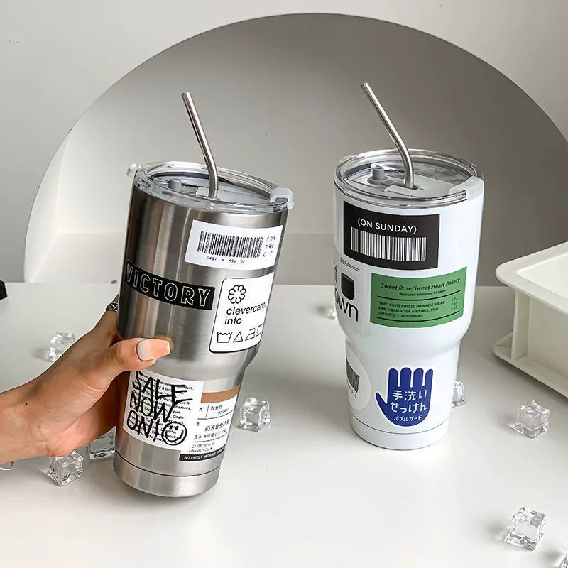 [Cold Preservation] Milk Tea Ice Cream Cup 304 Stainless Steel Large Capacity Water Cup Ice Preservation Cup Cold Preservation Cup Car Coffee Cup