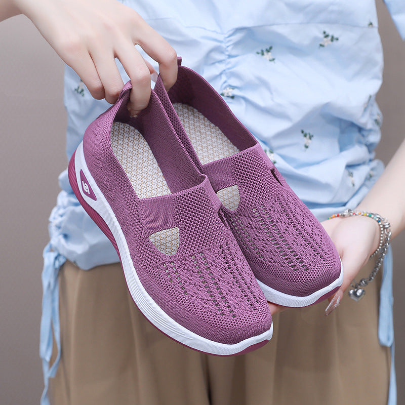 Women's Autumn Breathable Soft Bottom Shoes for Middle-Aged and Elderly Mothers Cross-Border Casual Women's Shoes All-Match Slip-on Women's Cloth Shoes