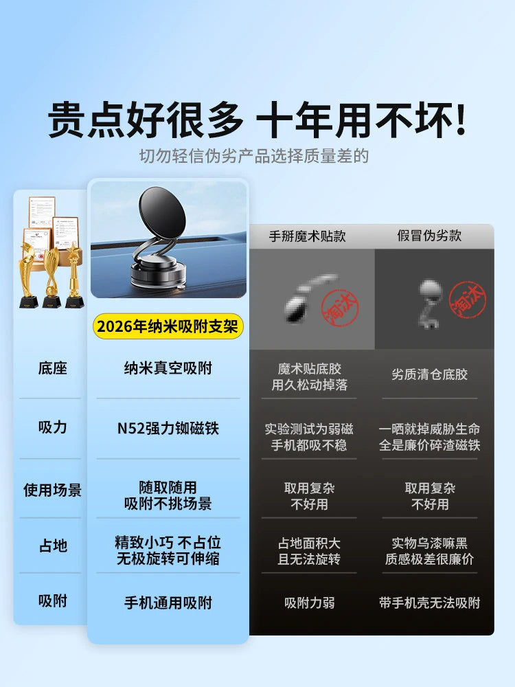 2026 New Car Phone Holder Vacuum Adsorption Magnetic Suction MagSafe Special Suction Cup for Car Navigation Rotating Folding Portable Bathroom Multifunctional Desktop Wall Universal Support Fixed 25