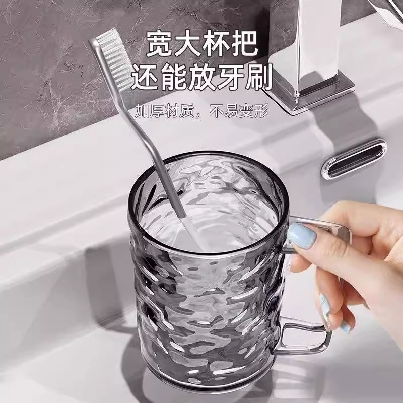 Transparent Large-Capacity Glacier Pattern Mouthwash Cup – Household Toothbrush Holder for Female Brushing