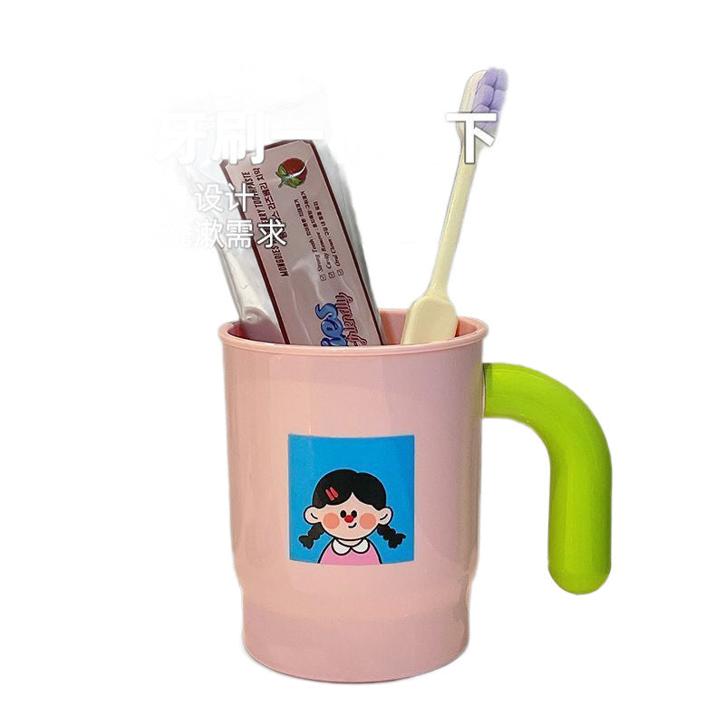 Stylish Thickened Household Mouthwash Cup with Handle, New Cute Couple Toothbrush and Toothpaste Storage Cup