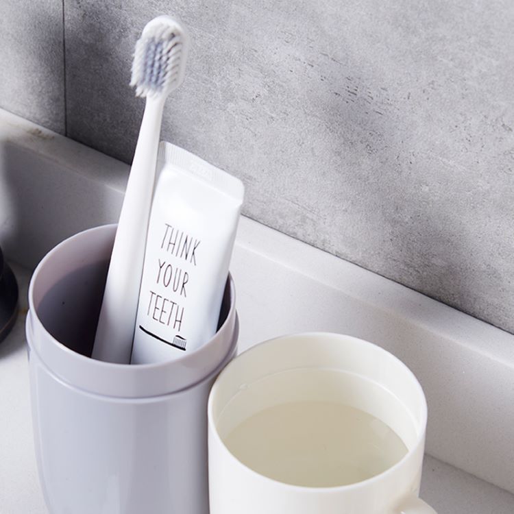 Household Portable Dustproof Toothbrush Storage Box with Brushing and Mouthwash Cup, Simple Toothbrush Cup Set