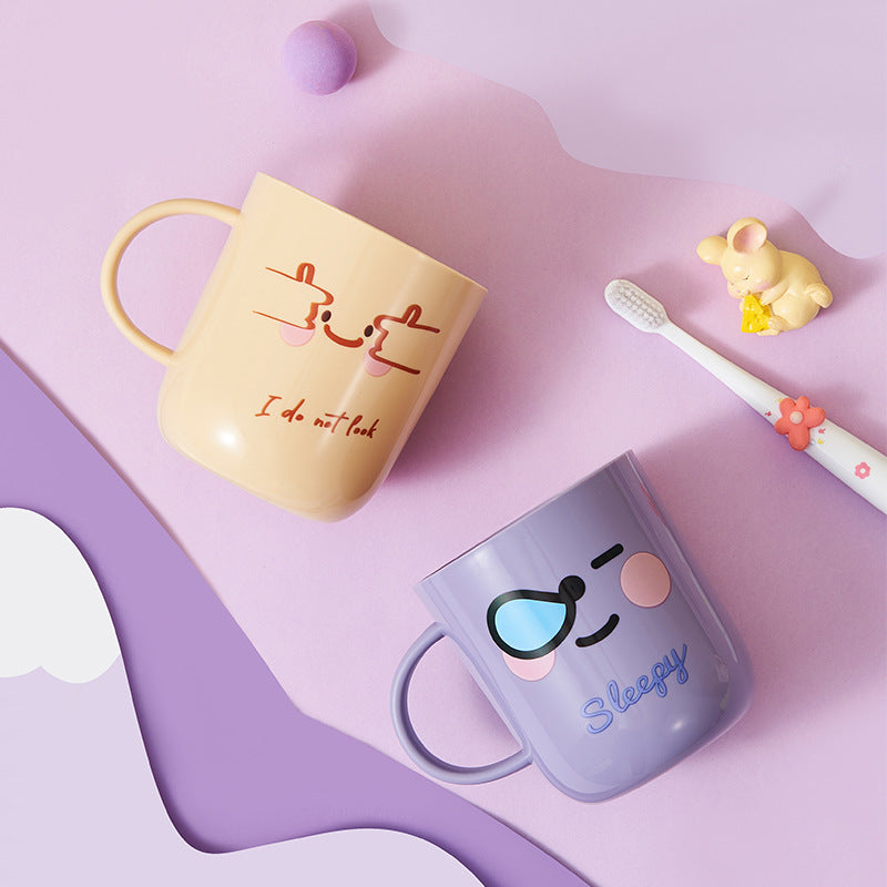 Cute Cartoon Mouthwash Cup Tooth Cup Smiley Face Children Student Dormitory Cup Tooth Cup Heat Transfer Printing Wholesale