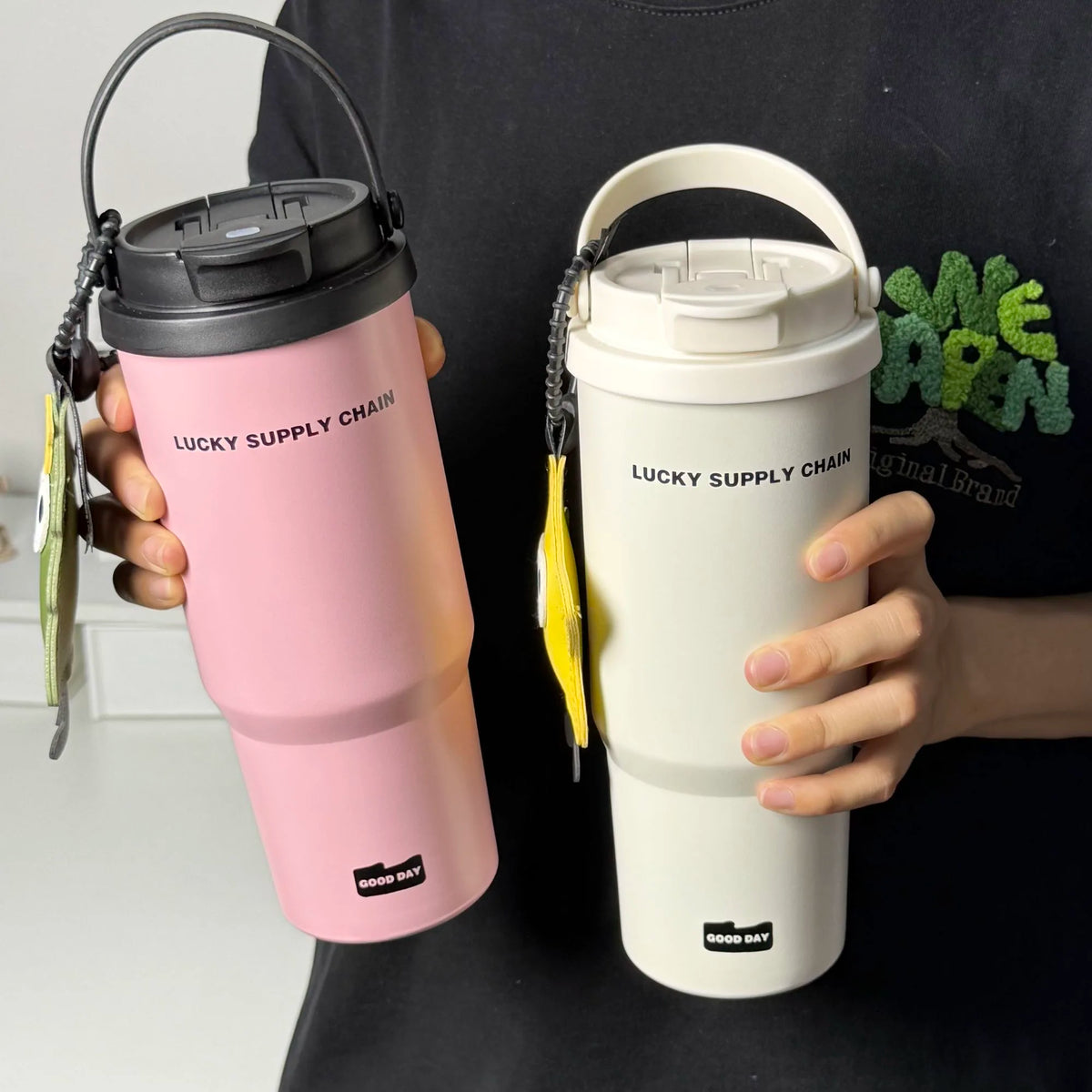 316 New Stainless Steel Vacuum Cup Large Capacity High-Looking Water Cup Straw Ice Cream Cup Car Portable Cup
