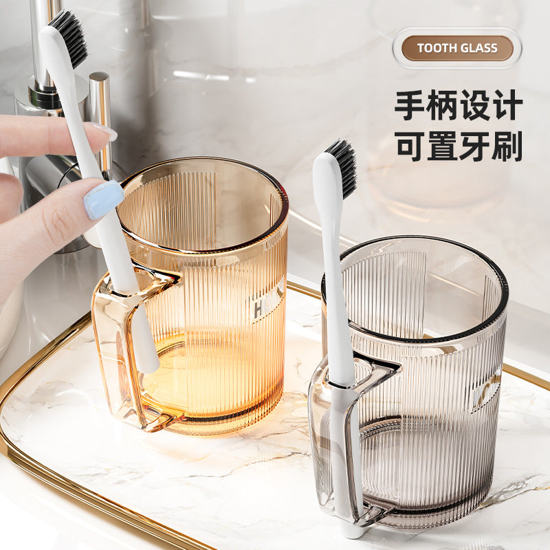 Long-Handle High-End Light-Luxury Toothbrush Cup, Mouthwash and Brushing Rinse Cup for Children, Couples and Household Toothpaste & Toothbrush Storage