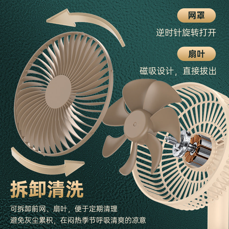 Kasidolf Small Fan Office Desktop Fan Usb6-Inch Shaking Head Rechargeable Desktop Bedside Fan Long Endurance