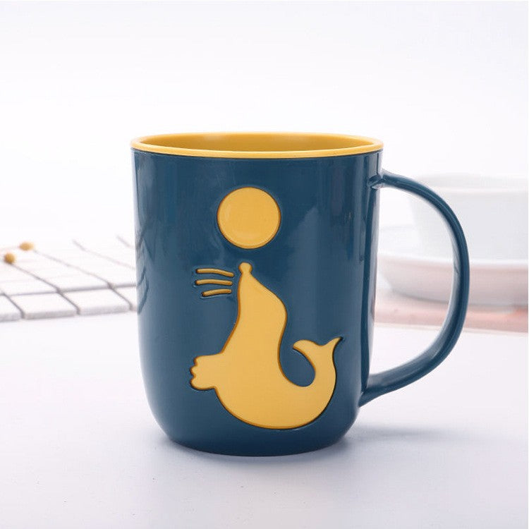 Two-Layer Color-Contrast Rinse Cup Couple Mouthwash Cup Household Brushing Cup Creative Sea Lion Toothbrush Cup Dolphin Toothbrush Cup
