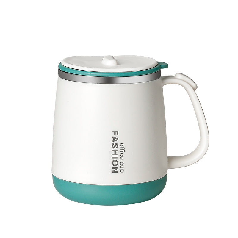 304 Stainless Steel Office Mug for Girls, Stylish Coffee Cup, Delicate Tea Cup with Lid and Spoon