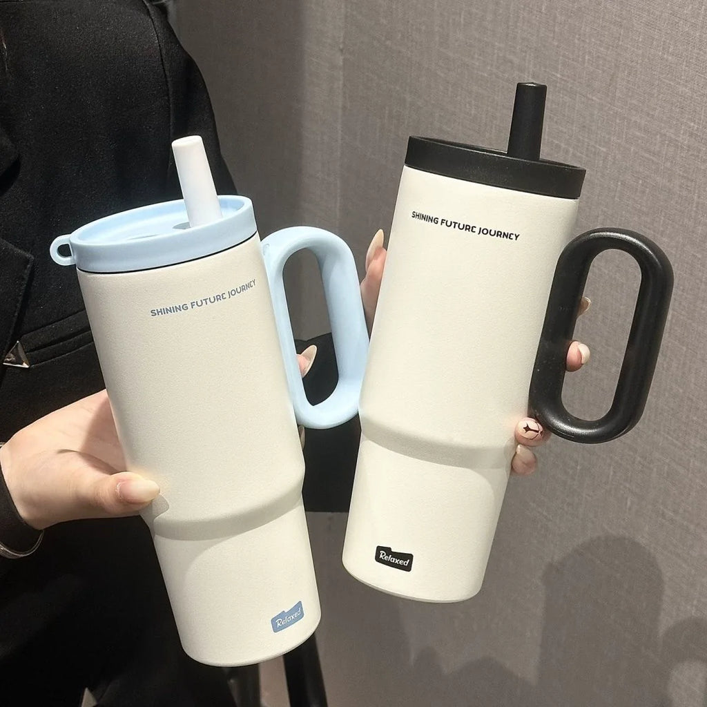 Summer Car Ice Cream Cup Large Capacity Tea Leak Vacuum Cup 316 Cold-Keeping Straw Cup Portable Water Cup for Male and Female Students