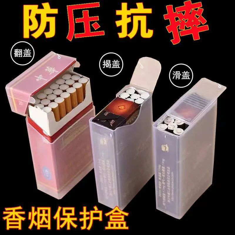 Transparent Cigarette Case Cover Portable Thickened Anti-Pressure 20 PCs Soft and Hard Bag Sweat-Proof Flip Creative Cigarette Case Protective Cover