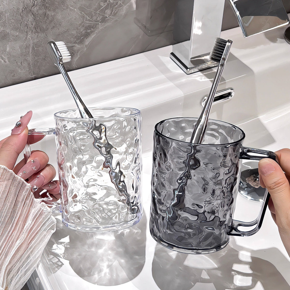 Glacier Pattern Mouthwash Cup - High-Aesthetic Universal Toothbrush Cup, Light Luxury High Transparency Creative Household Cup, Wholesale
