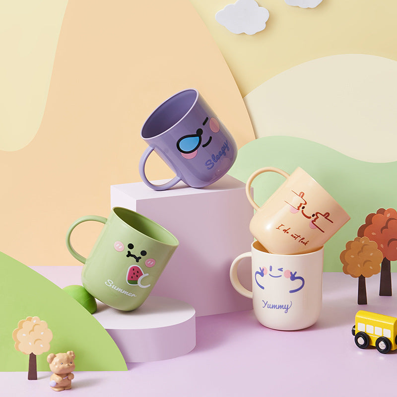Cute Cartoon Mouthwash Cup Tooth Cup Smiley Face Children Student Dormitory Cup Tooth Cup Heat Transfer Printing Wholesale